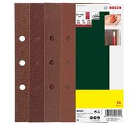 Bosch Accessories 2607019501 Feuilles abrasives pour Ponceuse vibrante (trouées) Grain 60-240 93 x 230 mm Lot de 25 Argent