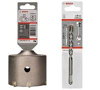 Bosch Accessories 2608550077 Couronne-Trépan, Silver, 82 mm & Bosch Accessories 2608596157 Porte-outil SDS-plus pour couronnes-trépans avec filetage M 16 Longueur 120 mm