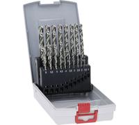 Bosch Accessories 2608587013 HSS Jeu de forets pour le métal 19 pièces 1 mm, 2 mm, 3 mm, 4 mm, 5 mm, 6 mm, 7 mm, 8 mm, 9 mm, 10 mm meulé DIN 338 tige
