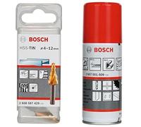 Bosch Accessories 2608587429 Fraise étagée queue 3 pans Longueur 50 mm Exécution HSS-TIN + Bosch Accessories 2607001409 Huile de coupe universelle
