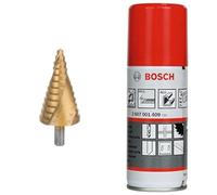 Bosch Accessories 2608587431 Fraise étagée queue 3 pans Longueur 93,5 mm Exécution HSS-TIN + Bosch Accessories 2607001409 Huile de coupe universelle