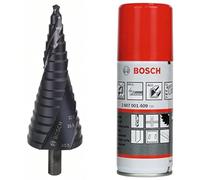 Bosch Accessories 2608588071 Fraise étagée queue 3 pans pour presse-étoupes Longueur 125,5 mm Exécution HSS-AlTIN + Bosch Accessories 2607001409 Huile de coupe universelle