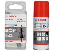 Bosch Accessories 2608588071 Fraise étagée queue 3 pans pour presse-étoupes Longueur 125,5 mm Exécution HSS-AlTIN + Bosch Accessories 2607001409 Huile de coupe universelle