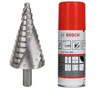 Bosch Accessories 2608597518 Fraise étagée queue 3 pans Longueur 50 mm Exécution HSS + Bosch Accessories 2607001409 Huile de coupe universelle