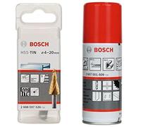 Bosch Accessories 2608597526 Fraise étagée queue 3 pans Longueur 70,5 mm Exécution HSS-TIN + Bosch Accessories 2607001409 Huile de coupe universelle