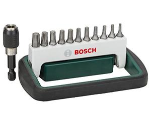 Bosch Accessories 2609256D23 11 pièces +1 coffret d'embouts de vissage compact t8/t10/t15 (2x)/t20 (2x)/t25 (2x)/t27/t30/t40/1 porte-embout universel, magnétique