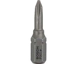 Bosch Accessories 3 Pièces Jeu de Embouts de Vissage Extra Dure pour Vis Cruciformes, PH1 Epaisseur, 25mm Longueur Gris