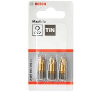 Bosch Accessories 3 Pièces Jeu de Embouts de Vissage Max Grip pour Vis Pozidriv, PZ2 Epaisseur, 25mm Longueur