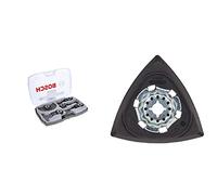 Bosch Accessories Coffret de 5 Lames Plongeantes Starlock/pour Outils Multifonctions avec Carbure de Tungstène Starlock & 1x Plateau de ponçage pour outil multifonction Starlock AVZ 93 G