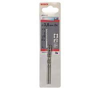 Bosch Accessories Forêt à Métaux Rectifiés HSS-G, DIN 338, 135° Angle de Coupe, 3.80mm Diamètre, 43mm Longueur Utile, Lot de 2