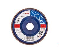 Bosch Accessories Plateau à Lamelles X551, 80 Grain, 5 à 15° Angle, 13300 tr/min, Support en Fibre de Verre, 115mm