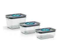 BOSCH - 3 boites de conservation sous vide hermétiques : 0,7L, 1,0L et 1,5L - Bac d'égouttement - Indicateur jour et mois - Tritan