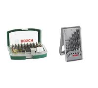 Bosch Boîtier d'embouts de vissage courts avec code couleur 31 pièces et 1 porte-embout 2607017063 & Bosch Set de 7 mèches BOSCH hélicoïdales à bois - 2607017034