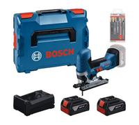 Kit d'outils Bosch : GST 18V-125 S + 2 batteries GBA 5,0 Ah + GAL + jeu de lames de scie sauteuse dans une L-BOXX