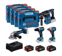Bosch "Kit combo 18 volts ensemble d''outils avec perceuse-visseuse sans fil, visseuse à chocs sans fil, marteau perforateur et meuleuse d''angle, Set d''outils"