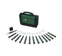 Bosch Jeu de 15 tournevis de précision avec étui, magnétiseur et pince - Inclus SL, PH, TX, HEX pour appareils électroniques, lunettes, montres