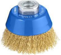 Bosch Brosse boisseau 1608614020 - 70 mm, fils ondulés et laitonnés, 0,3 mm, M14