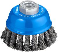 Bosch Brosse boisseau 1608622029 – 75 mm, fils d'acier torsadés 0,5 mm – M14 – 1 pièce