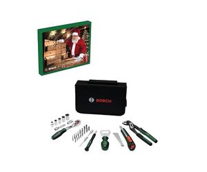 Bosch Calendrier de l’Avent 2026, Coffret 44 pièces | pince multiprise 176 mm, tournevis porte-embouts de précision, cutter 9 mm, cliquet ¼", décapsuleur et 38 accessoires