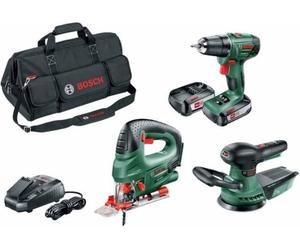 Bosch Coffret de 3 outils sans fil 18 V PSR 1800 LI-2, PST 18 LI et AdvancedOrbit 18