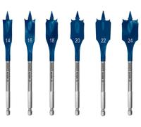 BOSCH Coffret de 6 meches plates EXPERT Self Cut Speed, 14/16/18/20/22/24 mm 2608900332