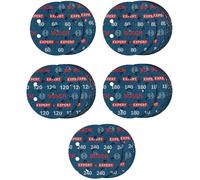 Bosch Disques à lamelles EXPERT O780 125 mm G60, G80, G120, G180, G240 - 55 pièces