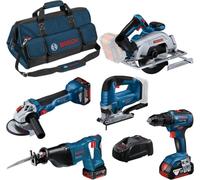 Bosch Combo Kit 5 outils 18V set professionnel (GSR,GWS,GKS,GSA,GST), 0615990N39
