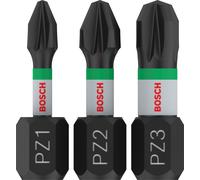 BOSCH Embouts PRO PZ Impact, PZ1 x 25, PZ2 x 25, PZ3 x 25 mm, 3 pieces 2608522471