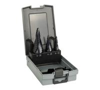 Coffret de 3 Fraises étagées Bosch Pro 2608588069 HSS-AlTiN queue 3 pans - Ø 4-12 / 4-20 / 6-30mm