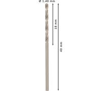 Bosch Forets à métaux rectifiés HSS-G, DIN 338 1,4 x 18 x 40 mm Quantité:10