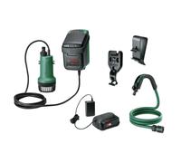 Pompe submersible Bosch - GardenPump 18V-2000 (avec fixation murale et de réservoir et tuyau d'arrosage de 2,5 m)