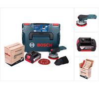 Bosch GEX 18V-125 Professional Ponceuse excentrique sans fil 18 V 125 mm Brushless + 1x batterie 5,0 Ah + 1x Toolbrothers TURTLE Set de ponçage + L-BOXX - sans chargeur
