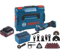 Bosch GOP 18V-34 Professional Cutter multifonctions sans fil 18 V Starlock Plus + 1x batterie 4,0 Ah + 17 pces accessoires + L-Boxx - sans chargeur