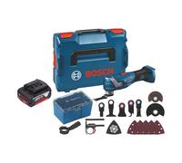 Bosch GOP 18V-34 Professional Cutter multifonctions sans fil 18 V Starlock Plus + 1x batterie 5,0 Ah + 17 pces. d'accessoires + L-Boxx - sans chargeur