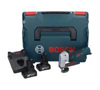 Bosch GSC 12V-13 Cisaille à tôle sans fil 12V avec clé à six pans + 2x Batteries 6,0 Ah + Chargeur + Coffret L-BOXX