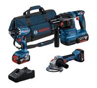 BOSCH GSR+GWS+GBH+3× 4,0Ah+GAL 18V-40 PROFESSIONAL Set de 3 outils 18 V 0615A5007L