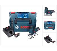 Bosch GST 12V-70 Professional Scie sauteuse sans fil avec boîtier L-Boxx + 1x Batterie GBA 12 V 3 Ah + Chargeur rapide GAL 1230 CV