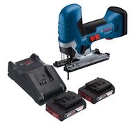 Bosch GST 18V-125 S Professional Scie sauteuse sans fil 18 V 125 mm Brushless + 2x batterie 2,0 Ah + chargeur