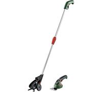 Bosch Home and Garden 0600833109 Isio sans fil Cisaille à gazon, Manche télescopique avec batterie, avec chargeur, avec rallonge, avec accessoire pour cisaille