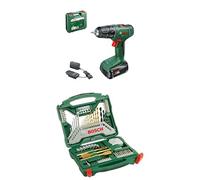 Bosch Home and Garden Perceuse-Visseuse sans fil EasyDrill 18V-40 (1 Batterie 2,0 Ah, Système 18 V, dans Coffret de Transport) + Bosch 70 pièces Ensemble de forets et de tournevis en titane X-Line