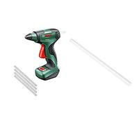 Bosch Home and Garden Pistolet à colle sans fil Bosch - PKP 3,6 LI (livré avec 4 bâtons de colle et un chargeur USB) + Lot de 10 bâtons de colle transparent