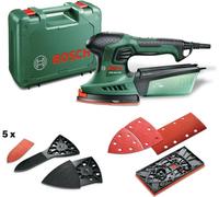 Bosch Home and Garden PSM 200 AES - Ponceuse multi-usages, 2 feuilles de papier abrasif, plateau de ponçage rectangulaire, coffret de transport, W
