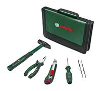 Bosch Home and Garden Set d’outils à main « Easy Starter » 14 pièces Bosch (set d’outils pour travaux de bricolage et petits projets ; pince universelle, tournevis, cutter, marteau, 10 embouts)