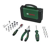 Set d’outils à main « Mobility » 26 pièces Bosch (compact et facile à transporter pour travaux DIY ; choix idéal pour la route ; cliquet 1/4" ; pince universelle ; tournevis universel ; sac en tissu)