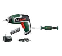 Bosch Home and Garden Visseuse compacte sans fil - IXO Kit & Tournevis à cliquet à couple élevé avec 12 embouts Bosch (pour vissages exigeants ; magasin d’embouts amovible ; porte-embout magnétique)