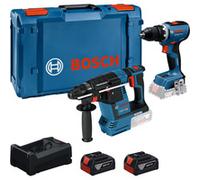 Bosch Kit combo perceuse-visseuse sans fil 18 volts 65 + marteau perforateur 18 volts 26 avec 2 batteries 5 Ah et chargeur, Ensembles