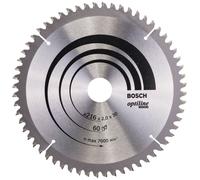 Lame BOSCH 2608640433 Optiline Wood Ø 216 mm 60 dents pour scie à onglet et radiale