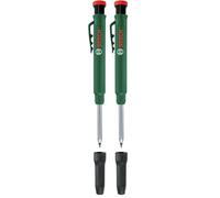 Bosch marqueur (crayon pratique et robuste pour trous profonds ; utile pour marquer la pierre, le bois, le papier et de nombreux autres matériaux ; taille-crayon intégré) (Lot de 2)
