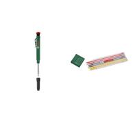 Bosch marqueur (robuste pour trous profonds ; utile pour marquer la pierre, le bois, le papier et de nombreux autres matériaux ; taille-crayon intégré) + Bosch Set de 6 mines graphites multicolores