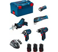 BOSCH Monster Kit Set K11 (GSR 12V-15 + GDR 12V-105 + GSA 12V-14 + GOP 12V-28 + GLI 12V-80 + 3x2.0 Ah + GAL1230CV + L-Boxx 238)